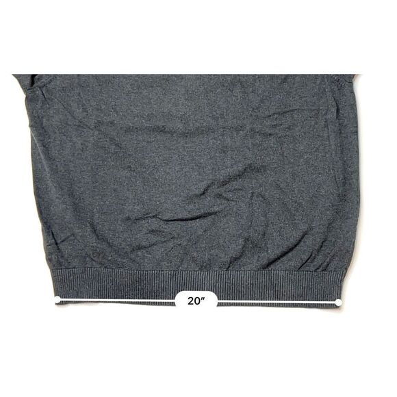 Lands End Gray Cotton V-neck Sweater sz XL 46/48 Modern‎ Classic - Picture 5 of 9
